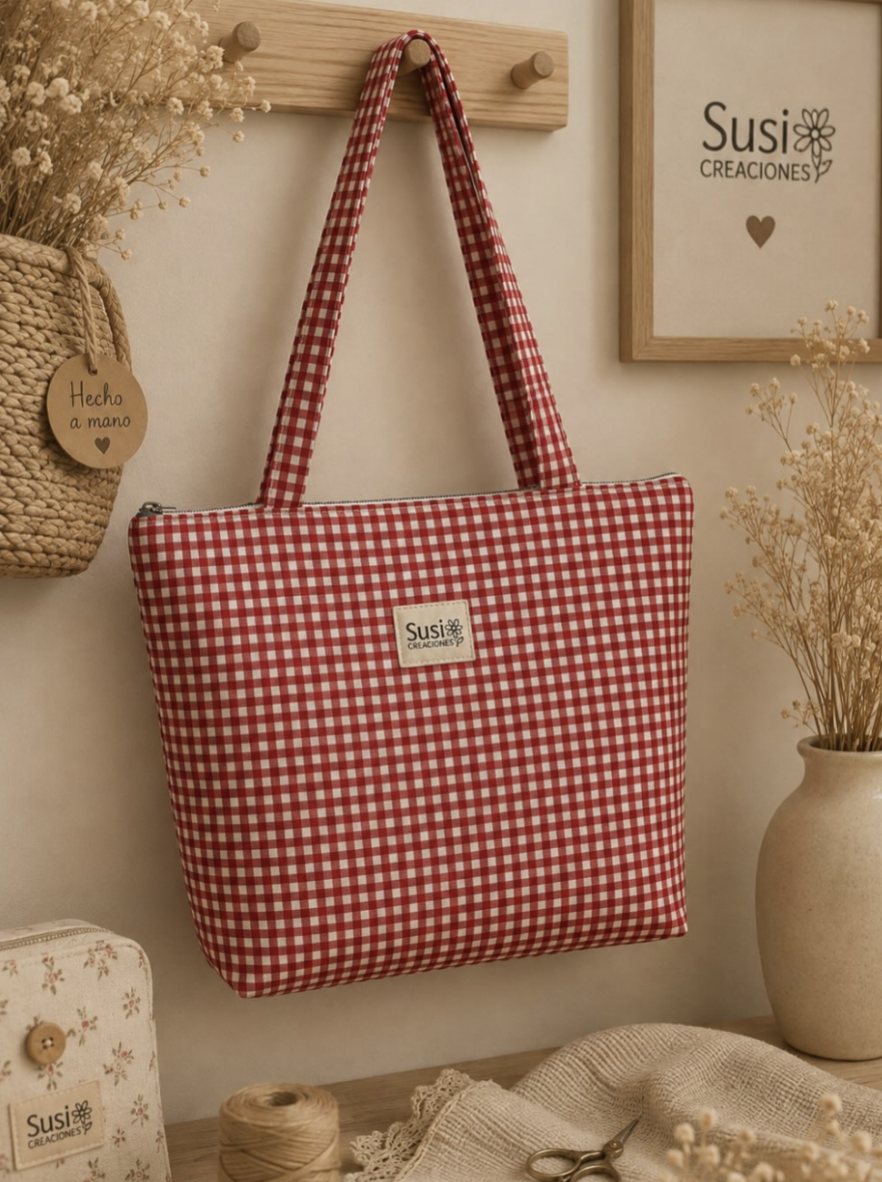 Bolso Vera Vichy Rojo